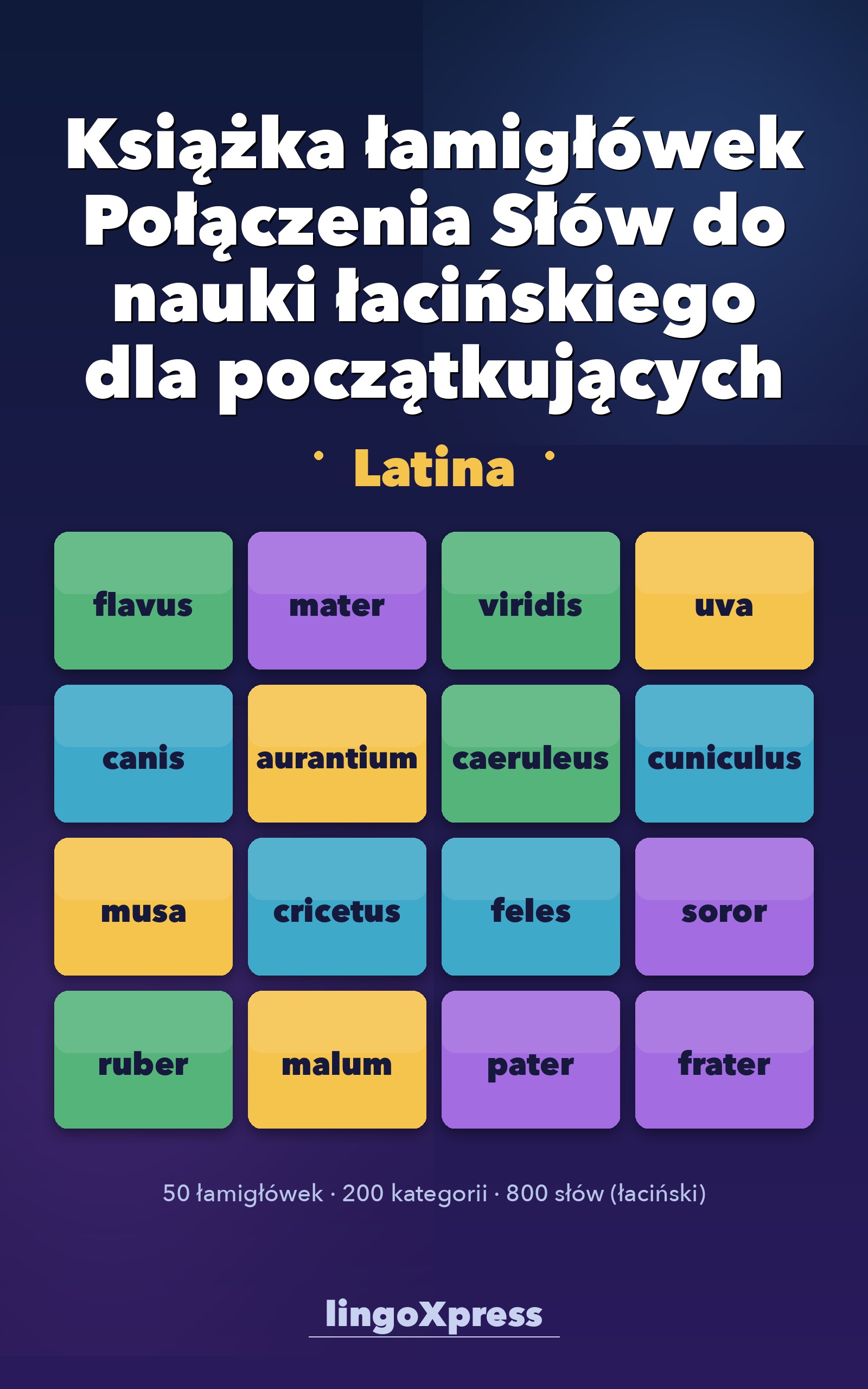 Książka łamigłówek Połączenia Słów do nauki łacińskiego dla początkujących