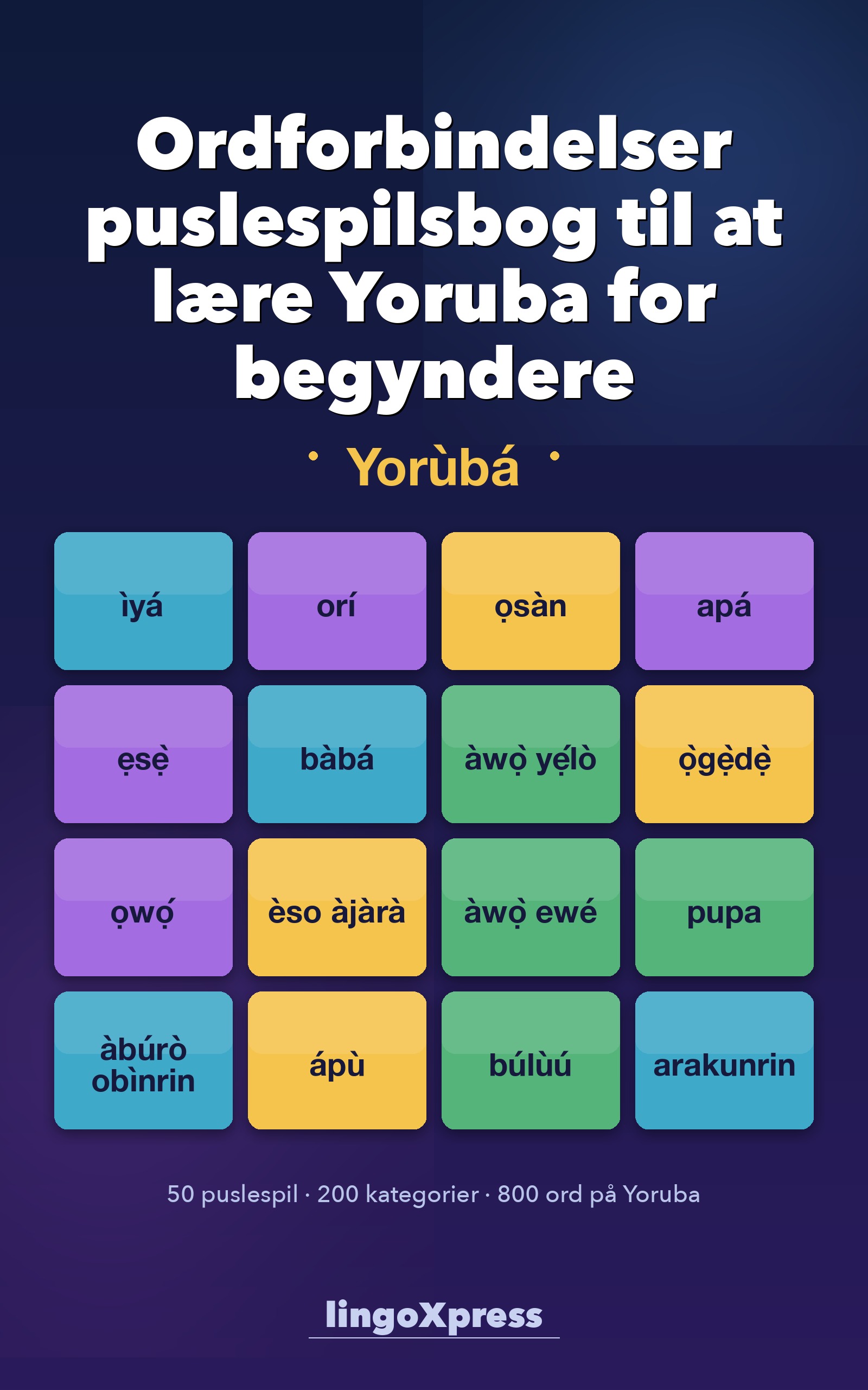 Ordforbindelser puslespilsbog til at lære Yoruba for begyndere