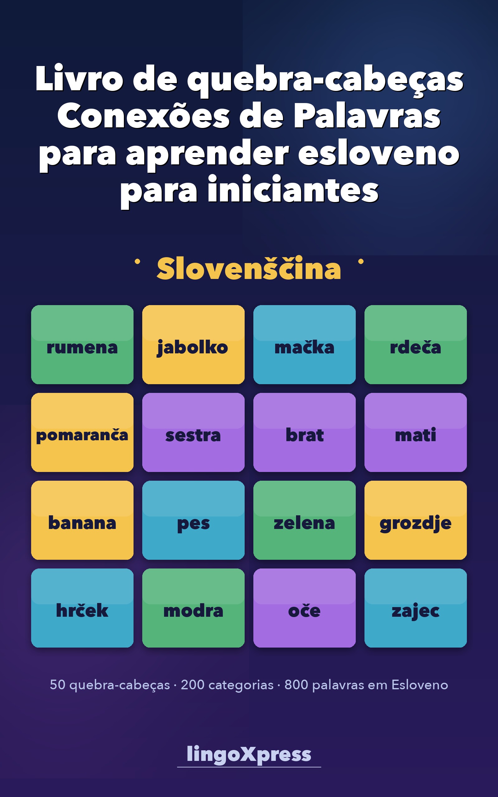 Livro de quebra-cabeças Conexões de Palavras para aprender esloveno para iniciantes