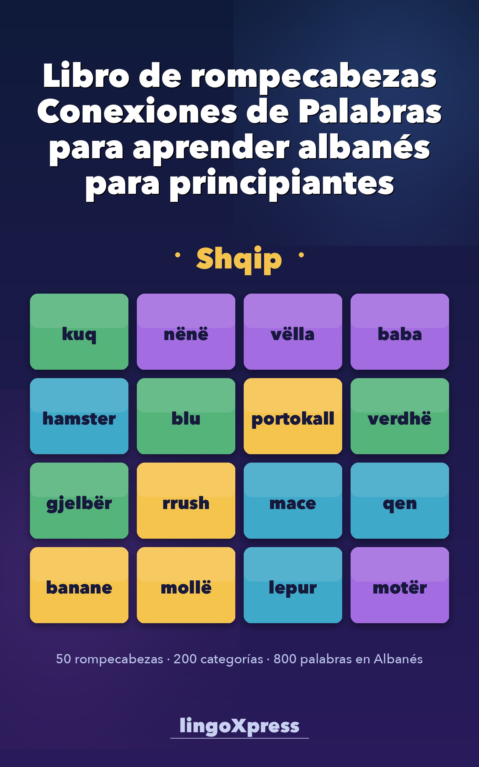 Libro de rompecabezas Conexiones de Palabras para aprender albanés para principiantes