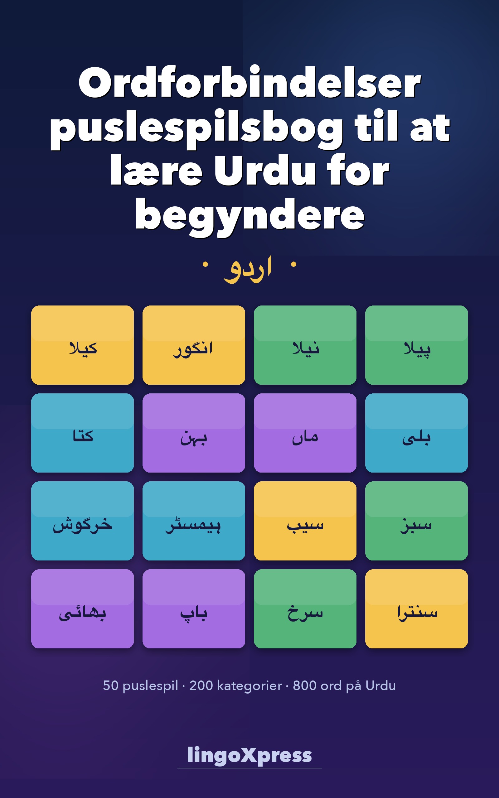 Ordforbindelser puslespilsbog til at lære Urdu for begyndere