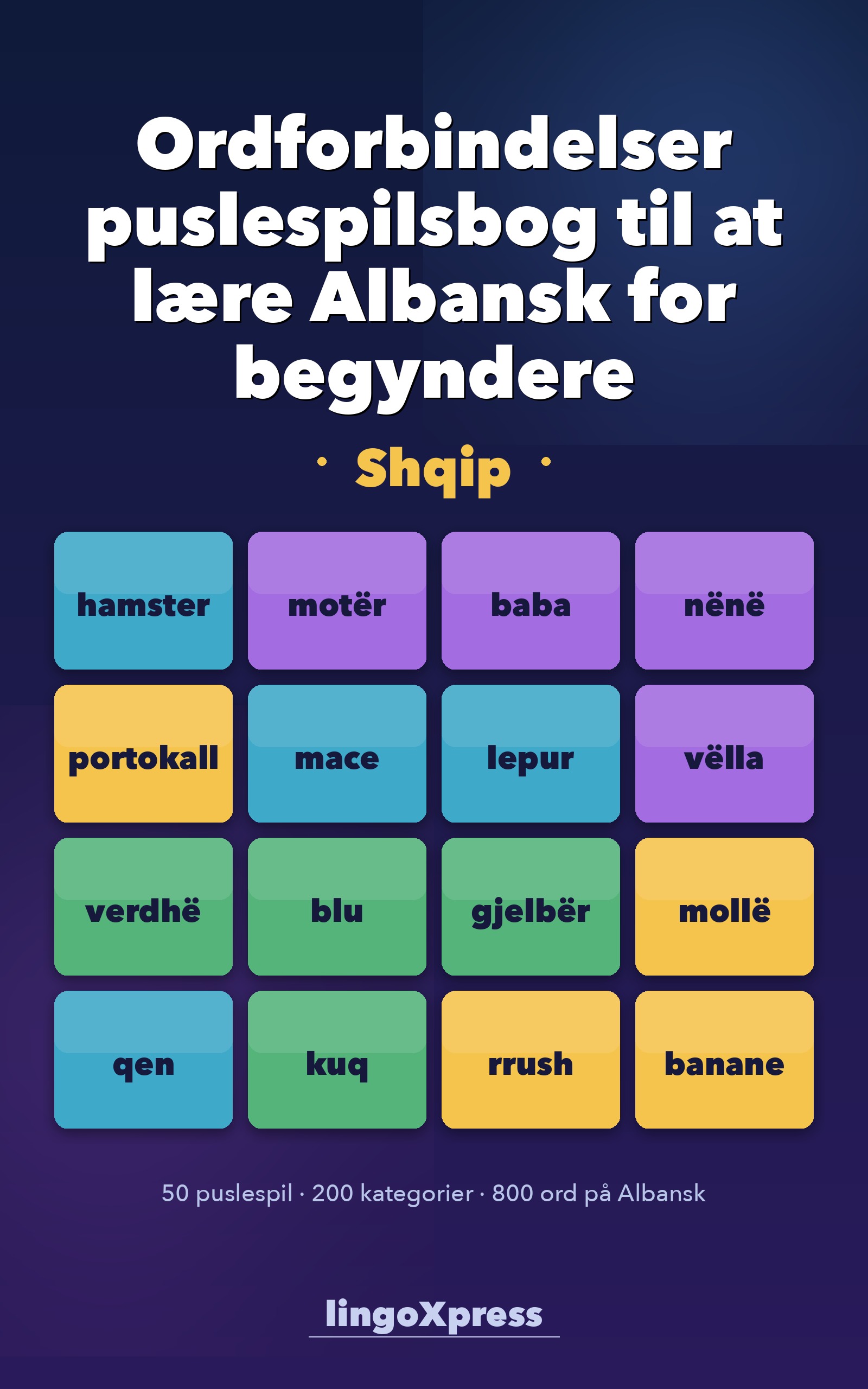 Ordforbindelser puslespilsbog til at lære Albansk for begyndere