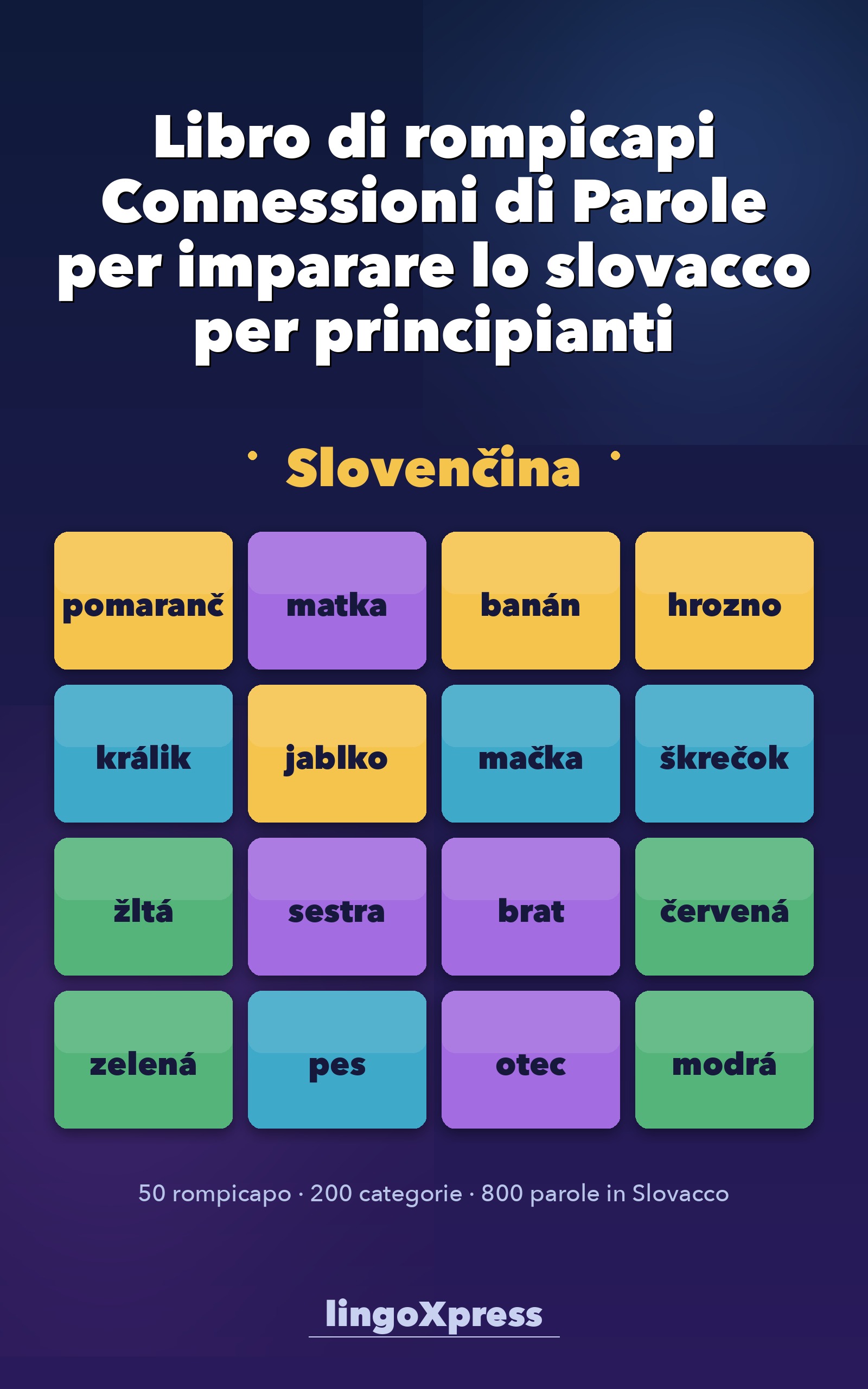 Libro di rompicapi Connessioni di Parole per imparare lo slovacco per principianti