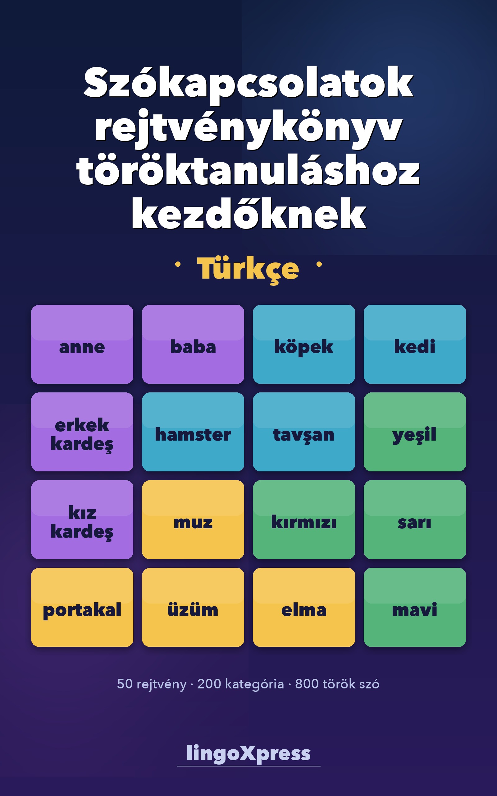 Szókapcsolatok rejtvénykönyv töröktanuláshoz kezdőknek