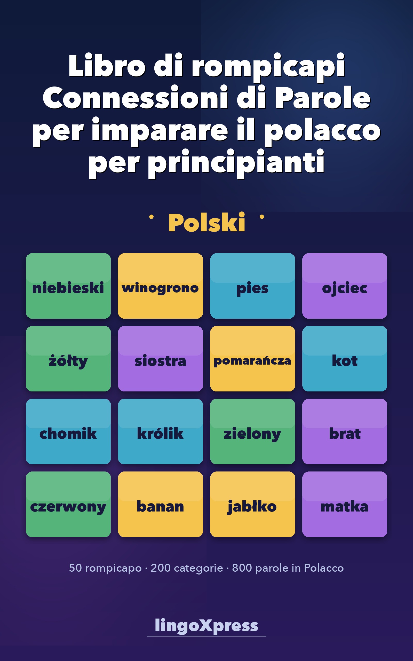 Libro di rompicapi Connessioni di Parole per imparare il polacco per principianti