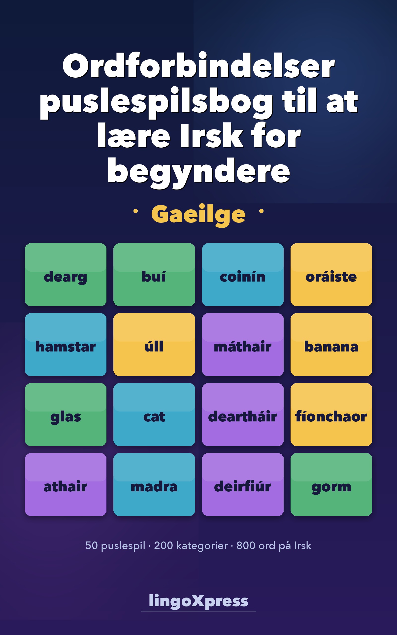Ordforbindelser puslespilsbog til at lære Irsk for begyndere