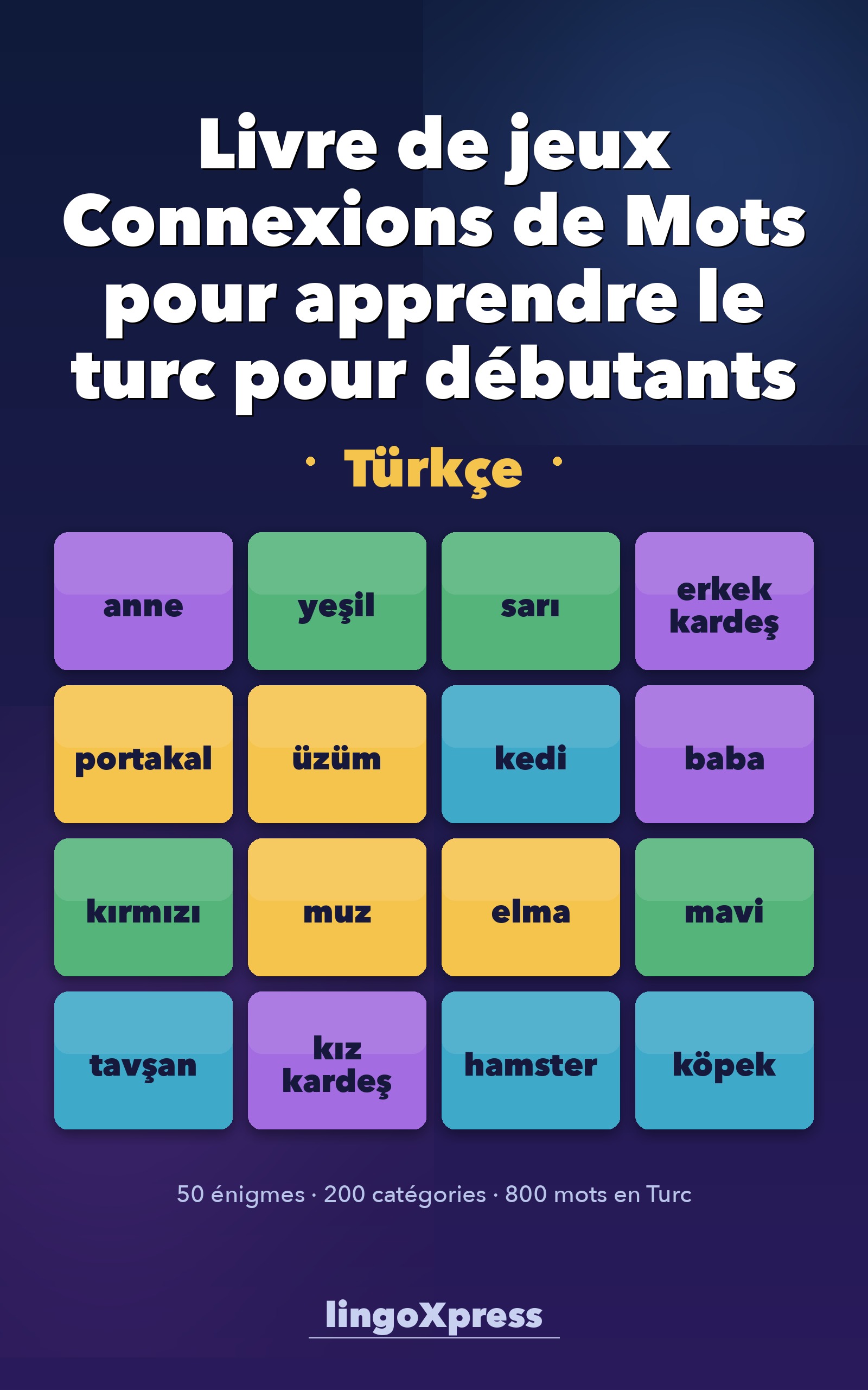 Livre de jeux Connexions de Mots pour apprendre le turc pour débutants