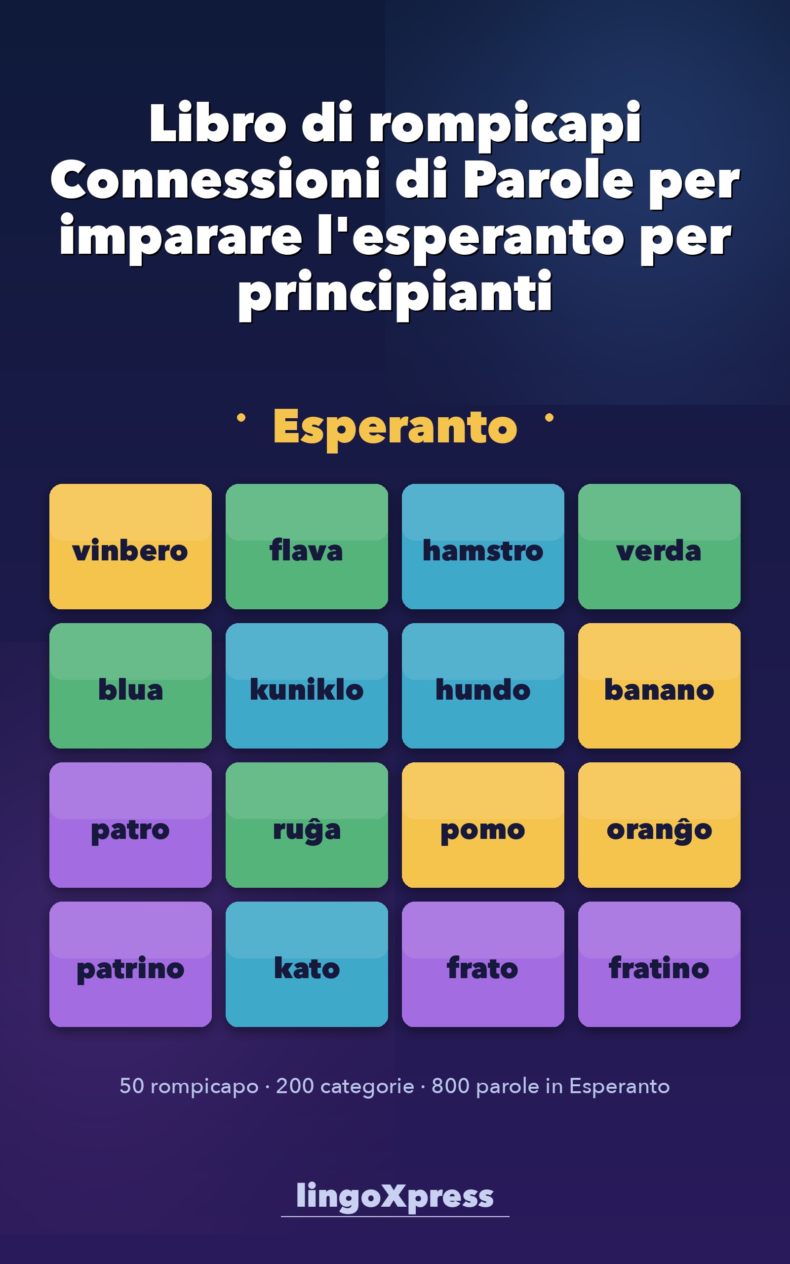 Libro di rompicapi Connessioni di Parole per imparare l'esperanto per principianti