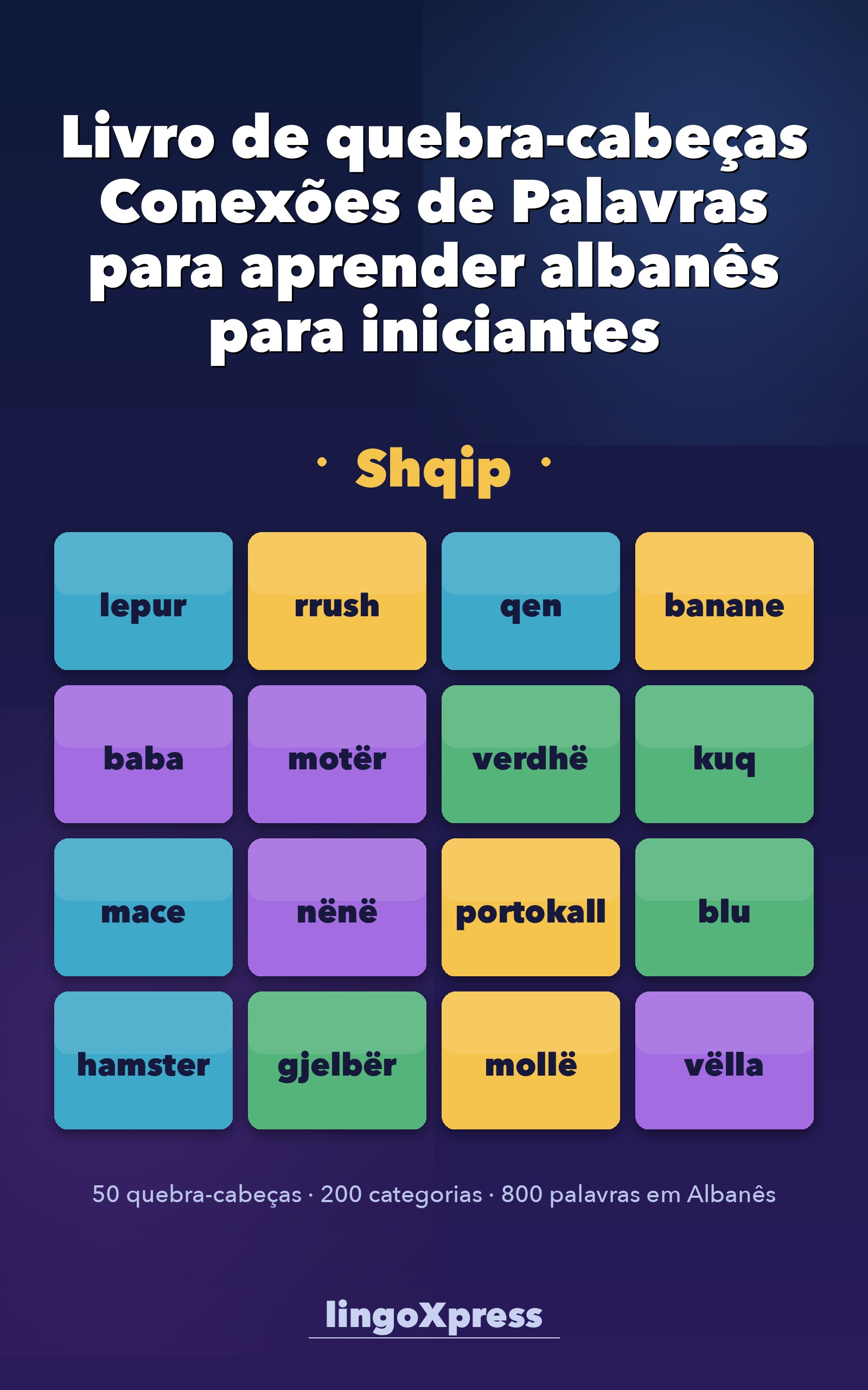 Livro de quebra-cabeças Conexões de Palavras para aprender albanês para iniciantes