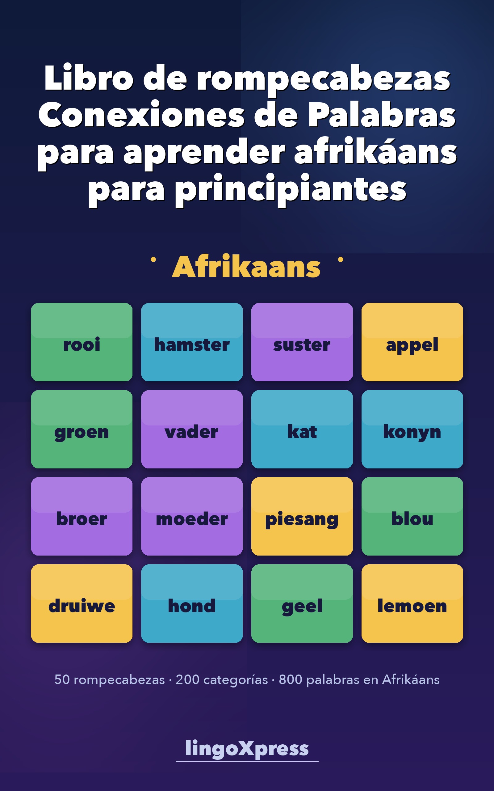 Libro de rompecabezas Conexiones de Palabras para aprender afrikáans para principiantes