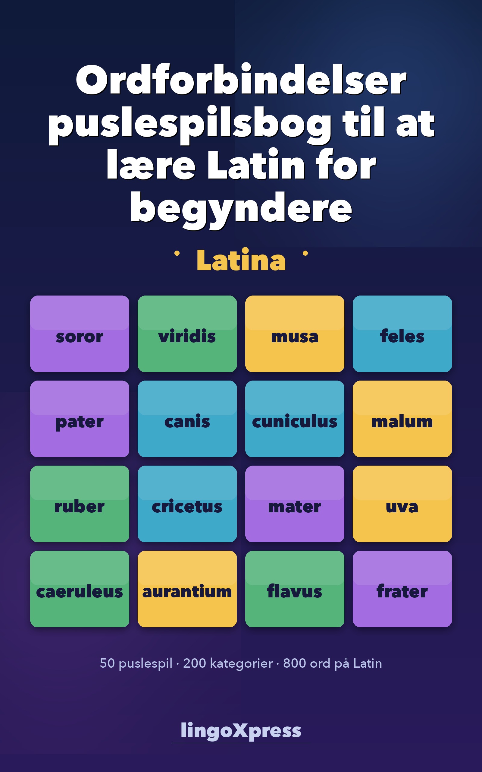 Ordforbindelser puslespilsbog til at lære Latin for begyndere