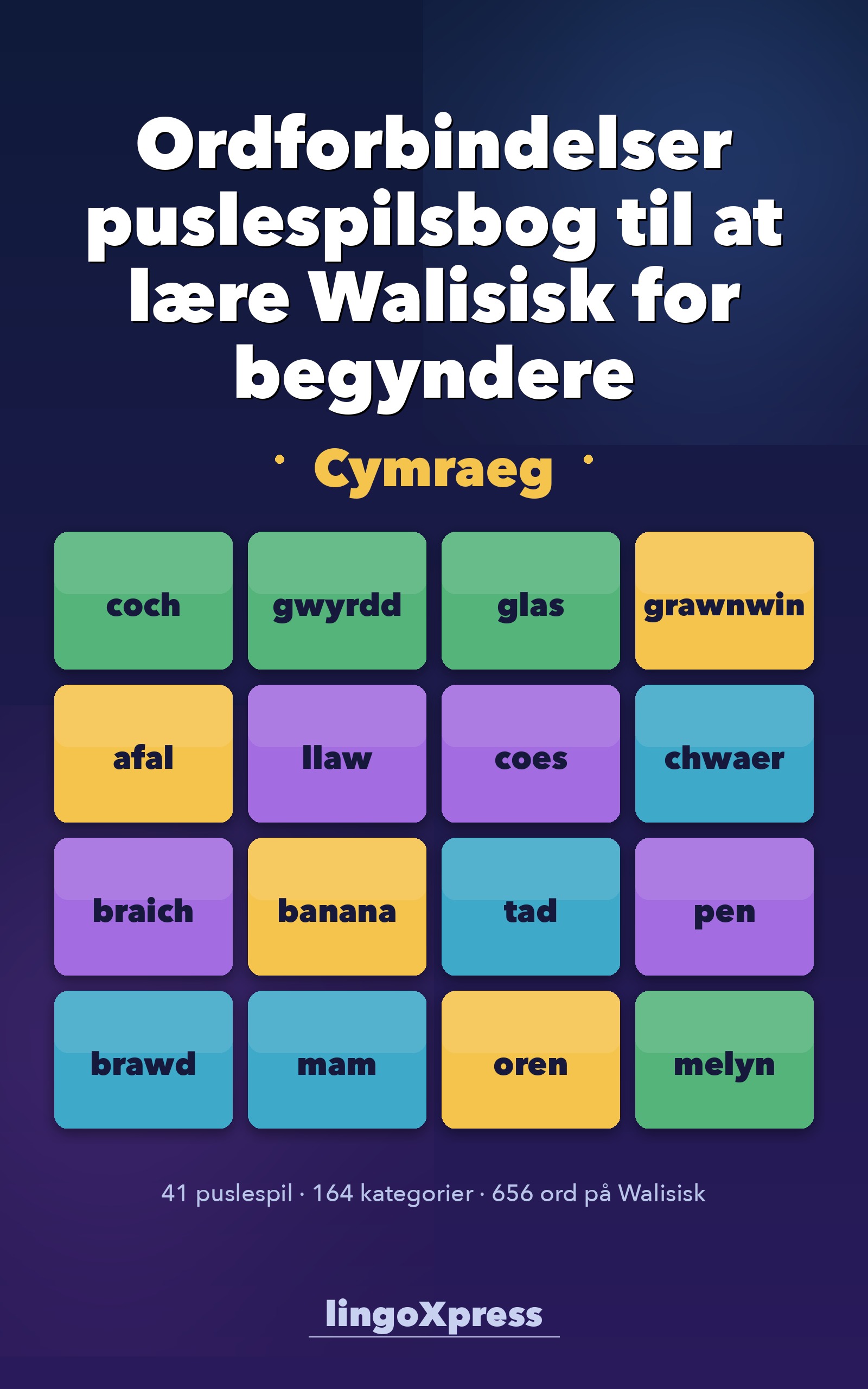 Ordforbindelser puslespilsbog til at lære Walisisk for begyndere