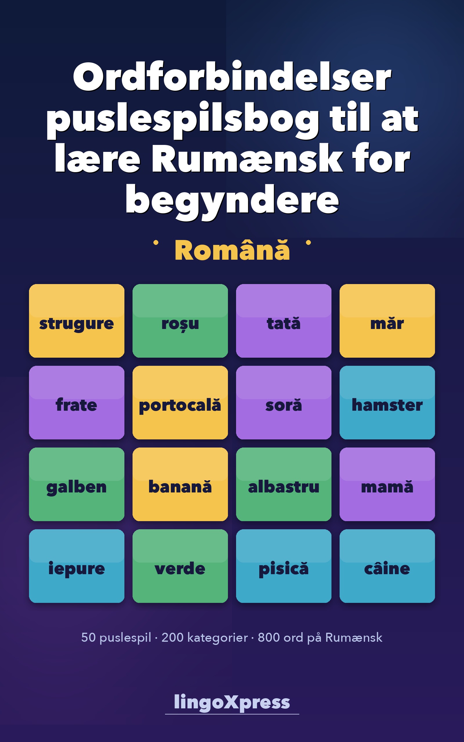 Ordforbindelser puslespilsbog til at lære Rumænsk for begyndere