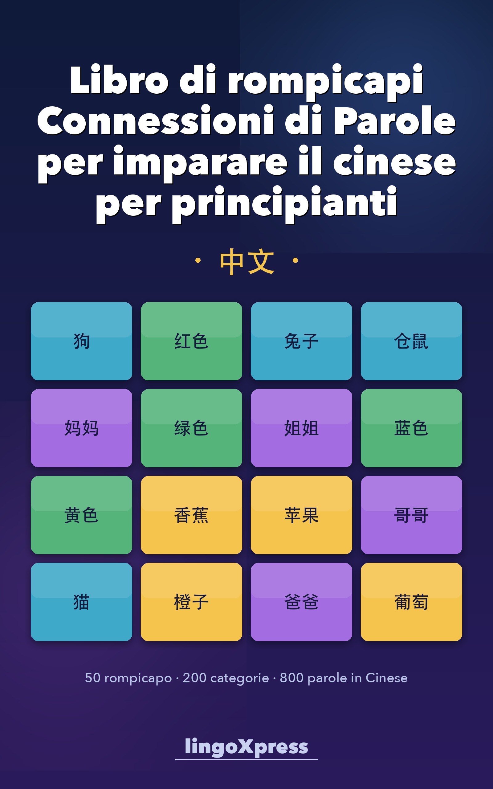 Libro di rompicapi Connessioni di Parole per imparare il cinese per principianti