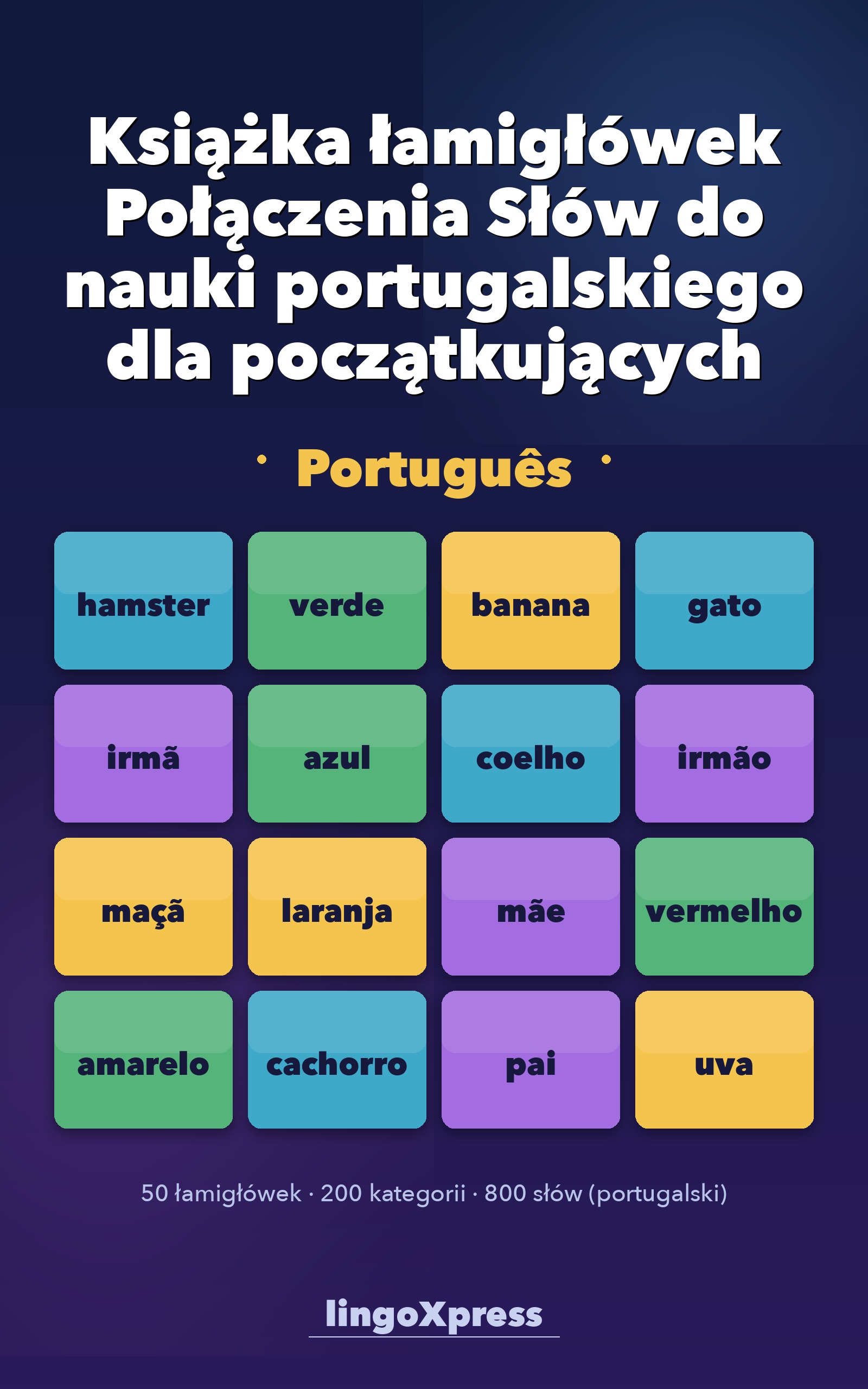 Książka łamigłówek Połączenia Słów do nauki portugalskiego dla początkujących