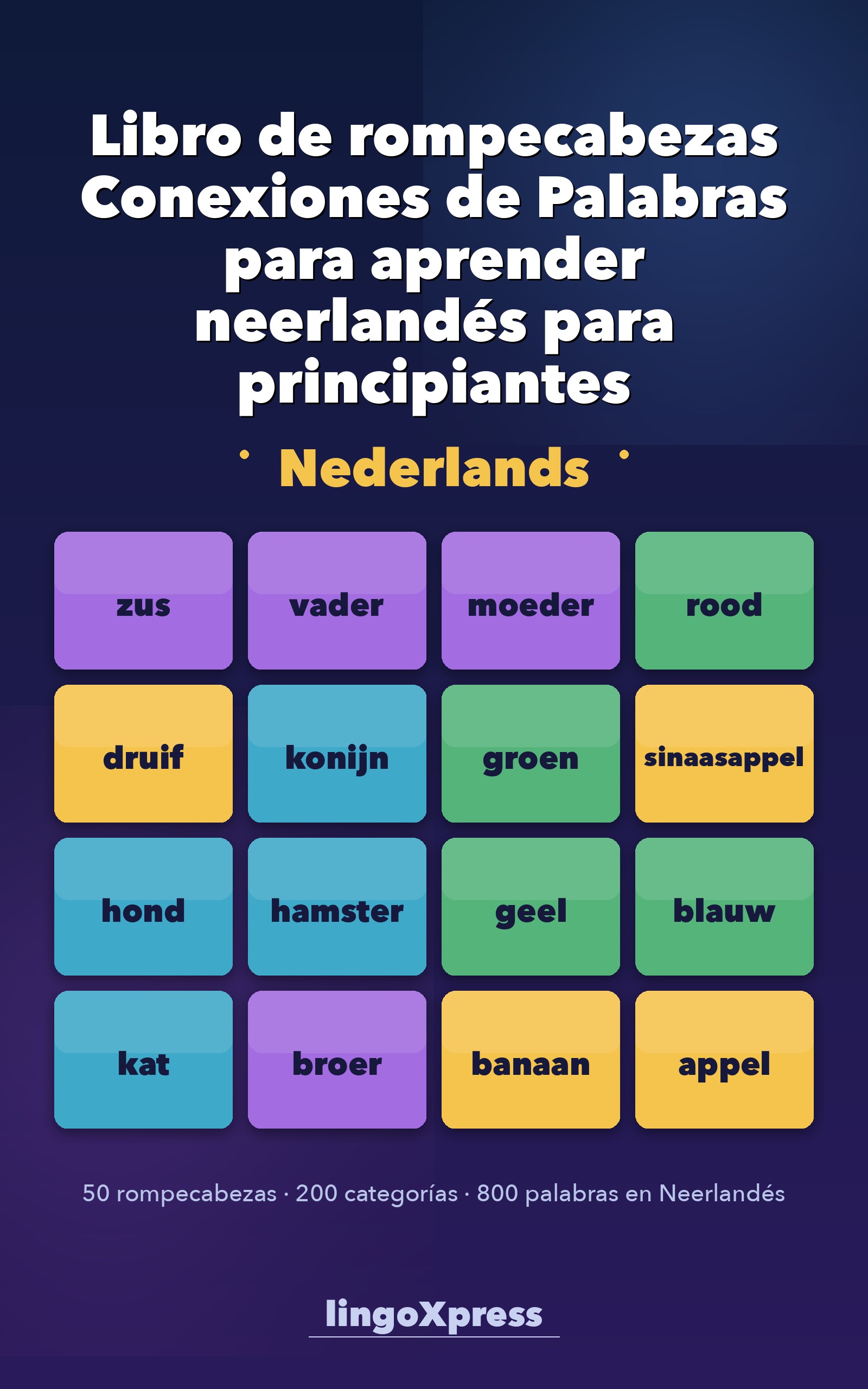 Libro de rompecabezas Conexiones de Palabras para aprender neerlandés para principiantes