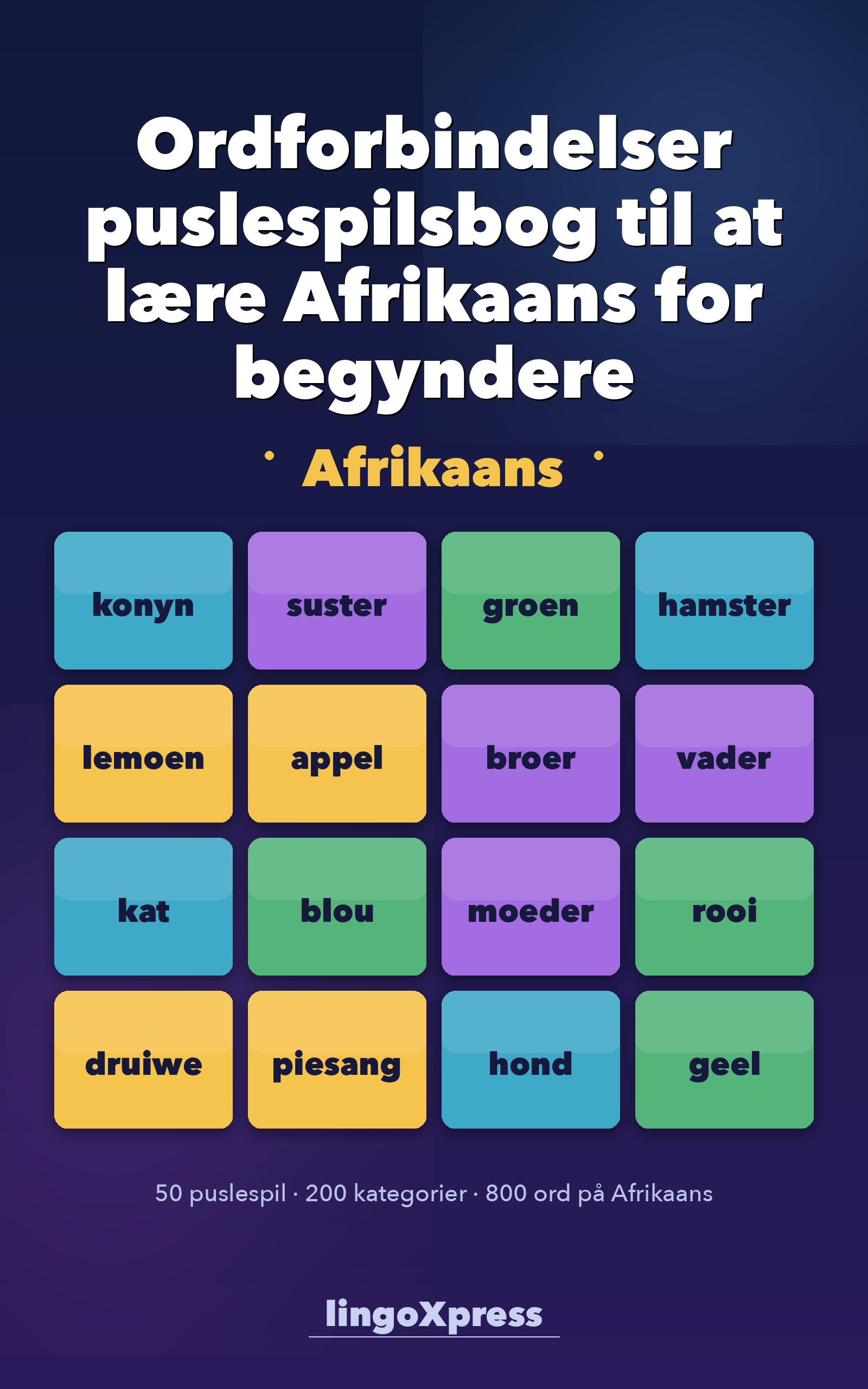 Ordforbindelser puslespilsbog til at lære Afrikaans for begyndere