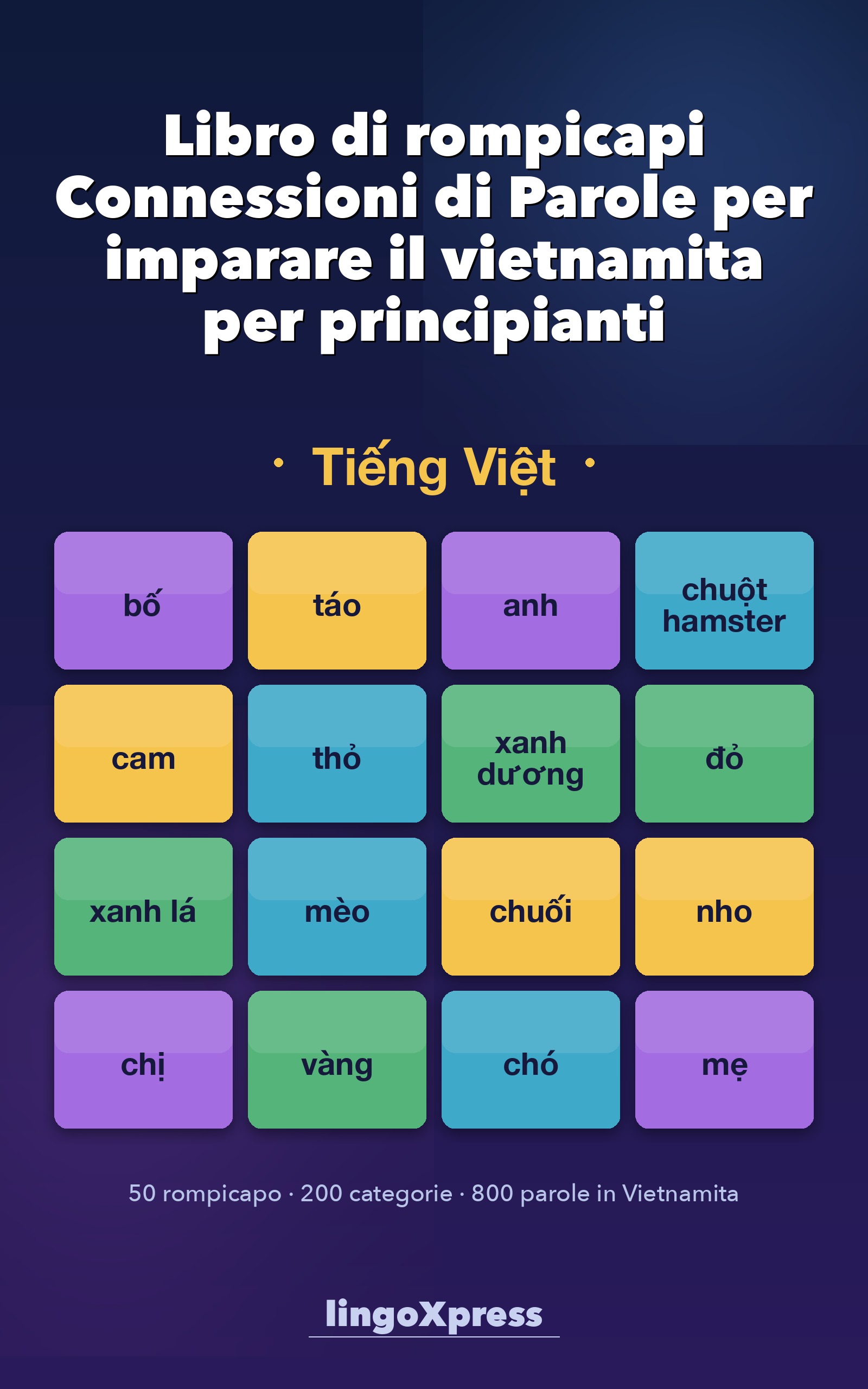 Libro di rompicapi Connessioni di Parole per imparare il vietnamita per principianti
