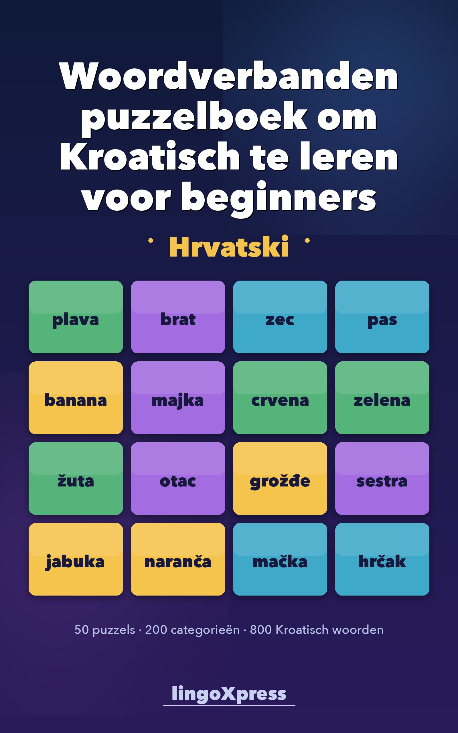 Woordverbanden puzzelboek om Kroatisch te leren voor beginners