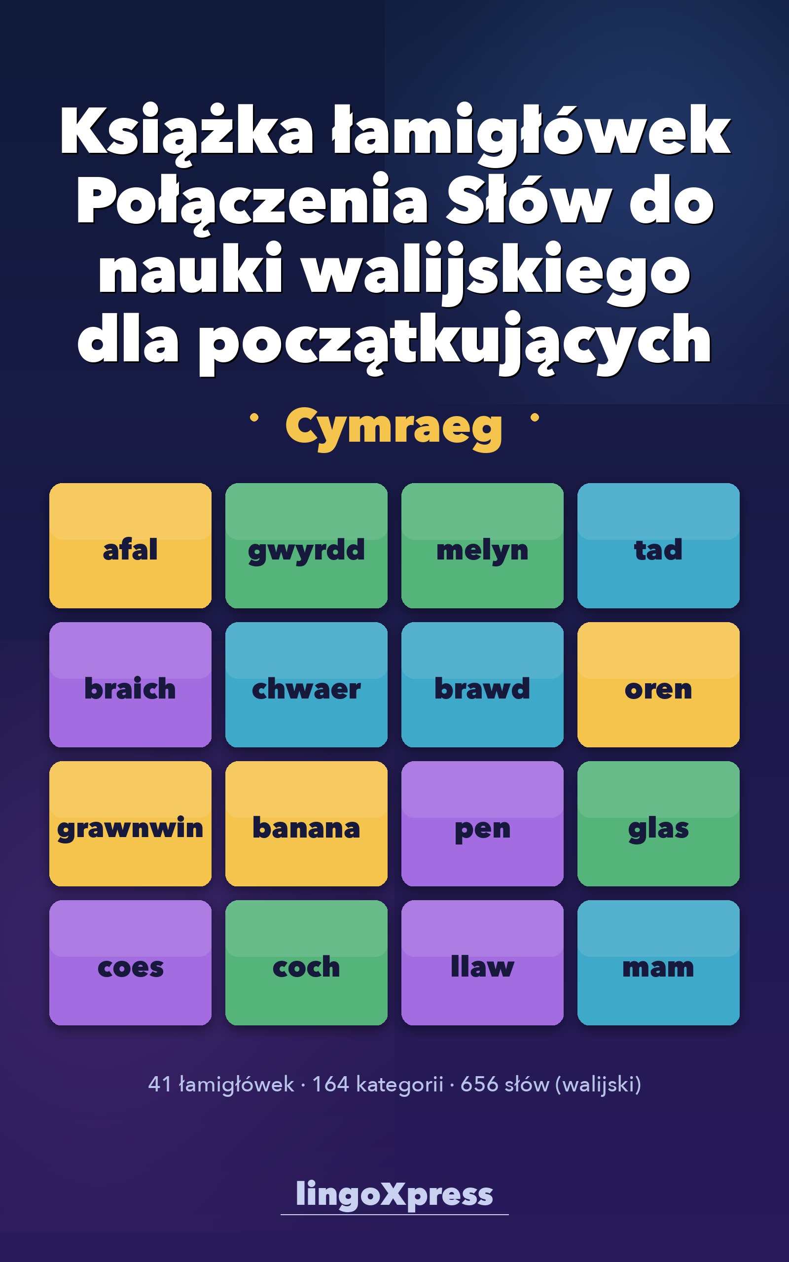 Książka łamigłówek Połączenia Słów do nauki walijskiego dla początkujących