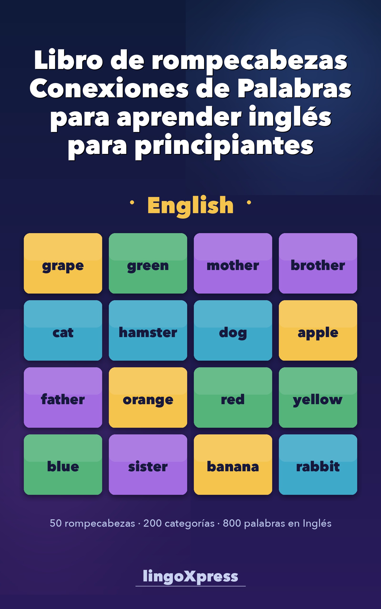 Libro de rompecabezas Conexiones de Palabras para aprender inglés para principiantes