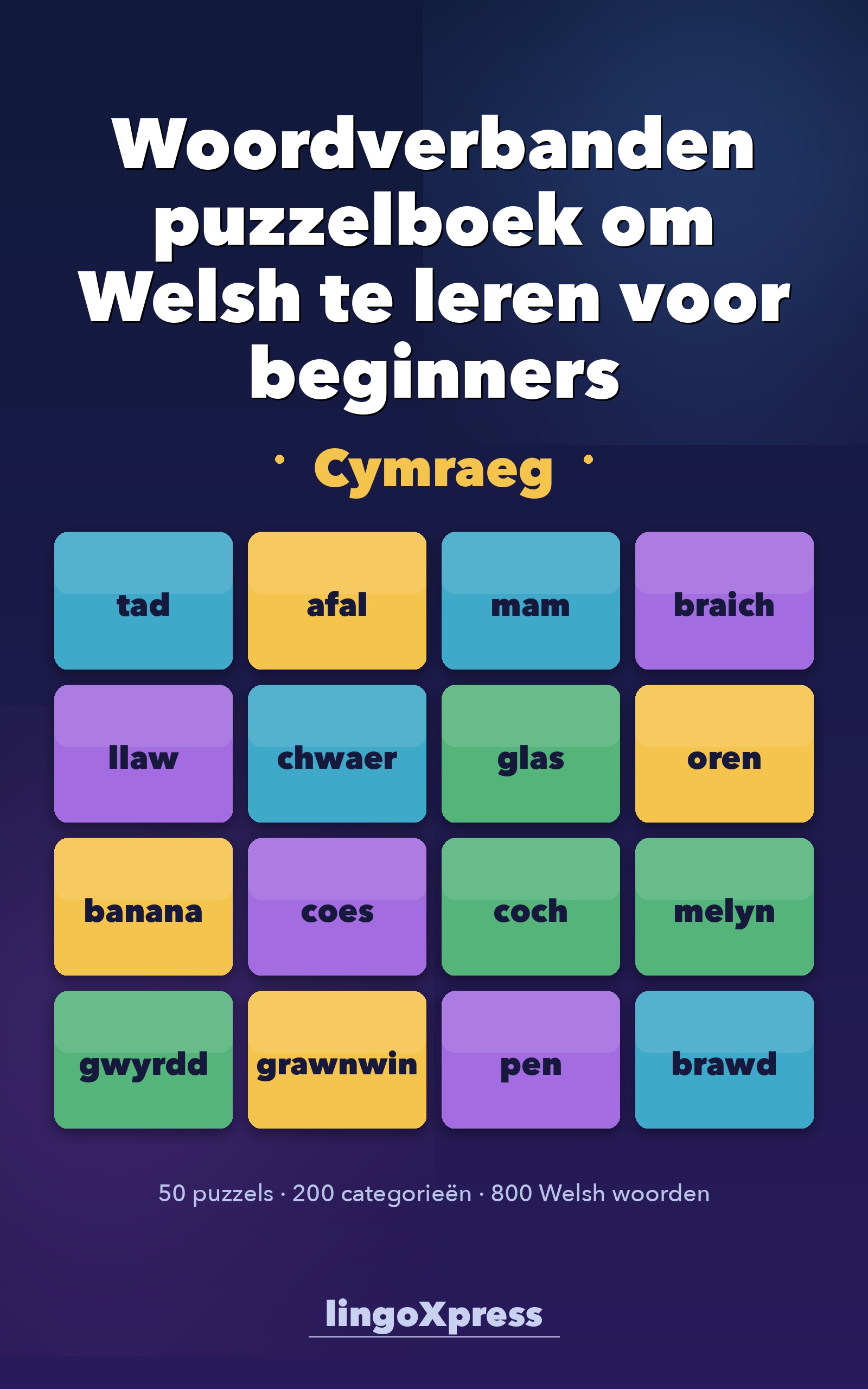 Woordverbanden puzzelboek om Welsh te leren voor beginners