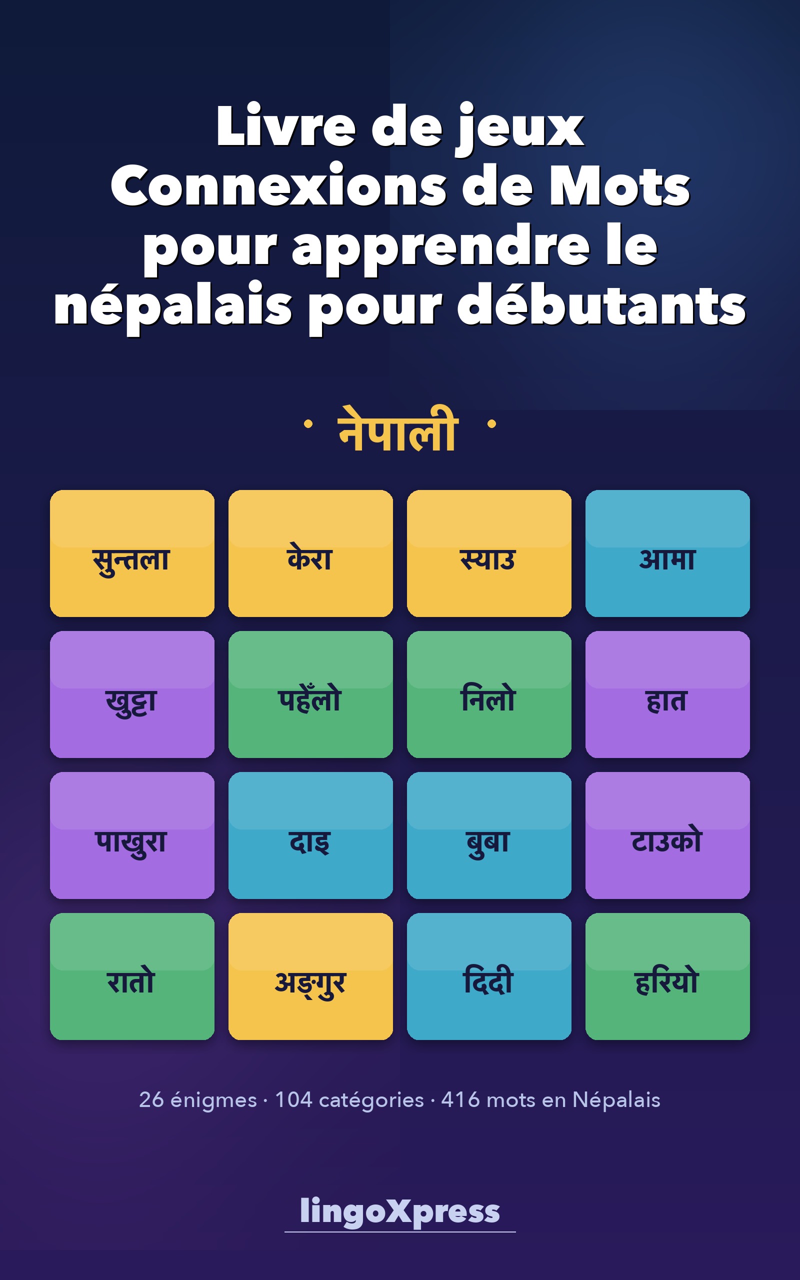 Livre de jeux Connexions de Mots pour apprendre le népalais pour débutants