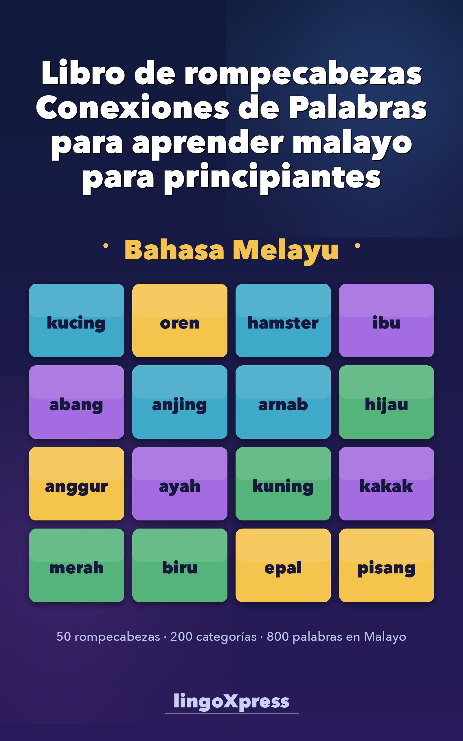 Libro de rompecabezas Conexiones de Palabras para aprender malayo para principiantes