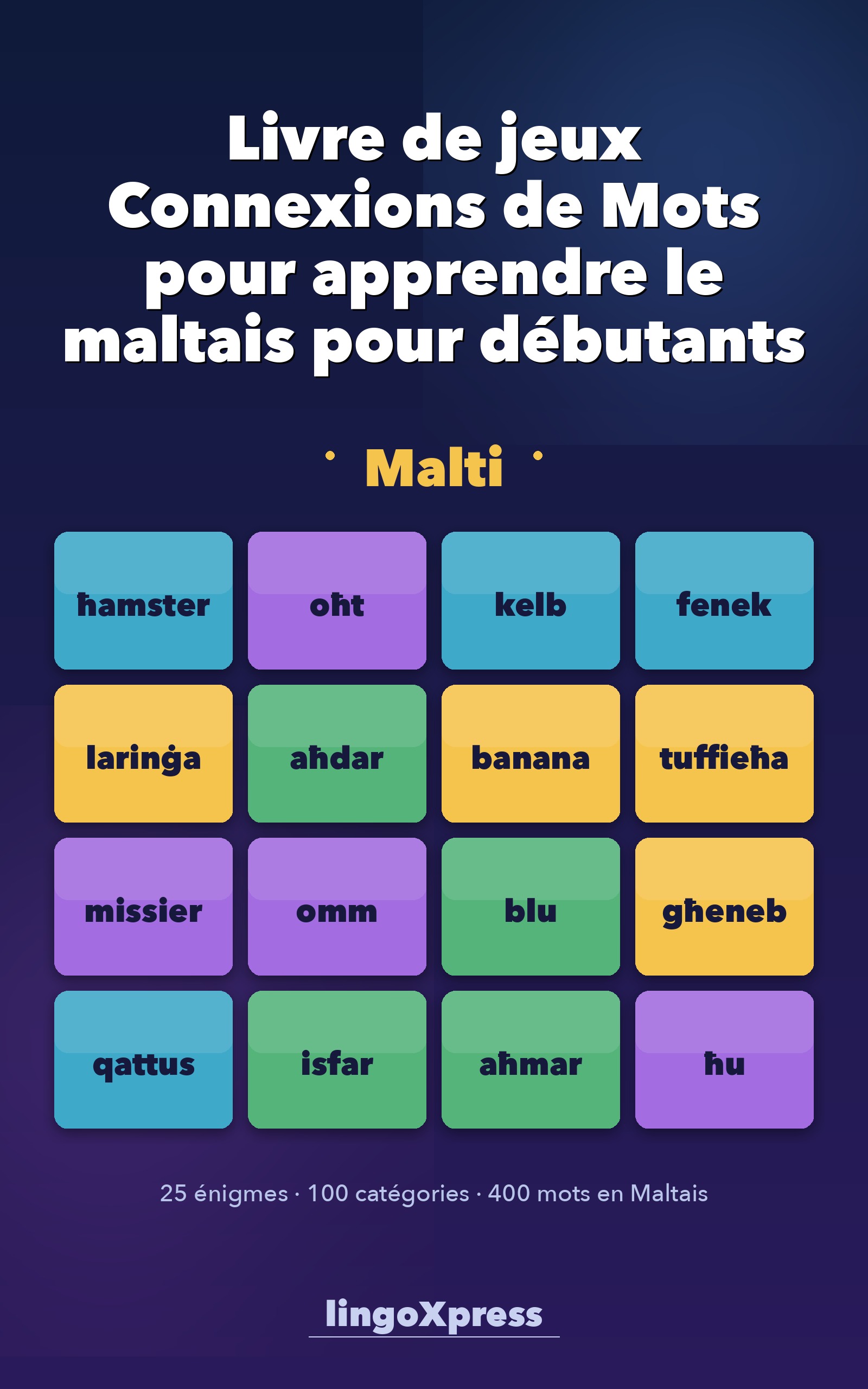 Livre de jeux Connexions de Mots pour apprendre le maltais pour débutants