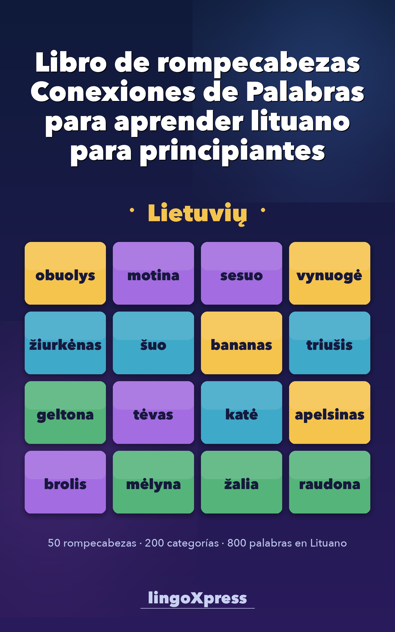 Libro de rompecabezas Conexiones de Palabras para aprender lituano para principiantes